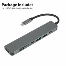 Load image into Gallery viewer, Compatible with Apple, 7 in 1 Aluminum Multiport USB C Hub Type C To USB 4K HDMI Compatible Adapter Converter Docking Station For Macbook 7 in 1 Multiport USB-C Hub Type C To USB 3.0 4K HDMI Adapter For Macbook Pro Air
